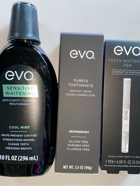 Set of 3 Evo products:  Tooth Paste, Whitening Pen & Mouth Wash NWT